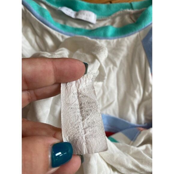 Nic & Lulu, women's casual soft white with multicolor sleeves w. front pocket sm - Picture 6 of 8